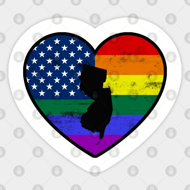 New Jersey United States Gay Pride Flag Heart Sticker by TextTees